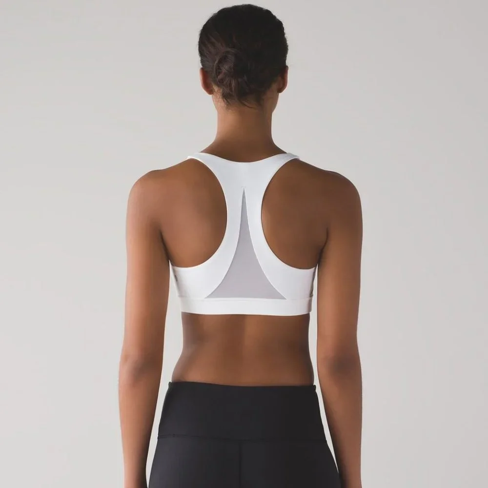 LULULEMON White Pale Blue Invigorate Luxtreme Mesh Racerback Sports Bra - Picture 1 of 16